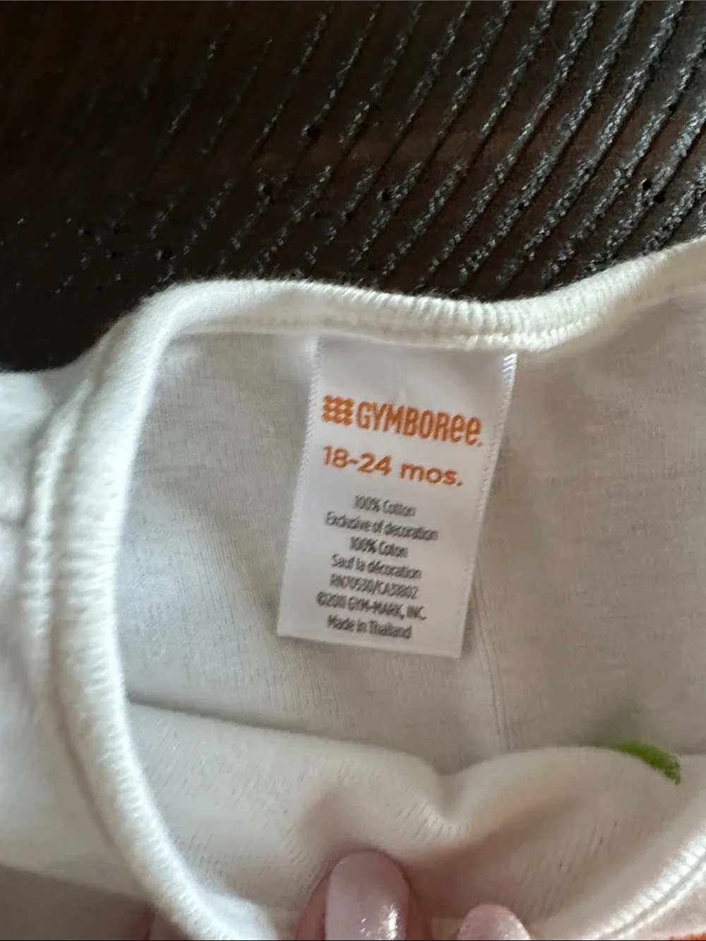 Gymboree White Long-Sleeve Top with Orange Pumpkin Applique